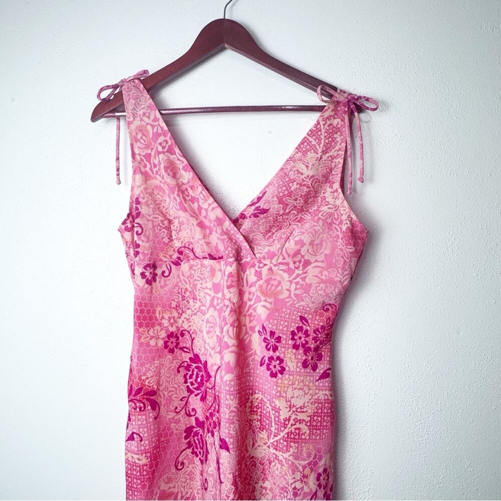 Vintage Pink Floral Sleeveless Ruffle Hem Midi Dress Women’s Size Medium - Picture 3 of 14